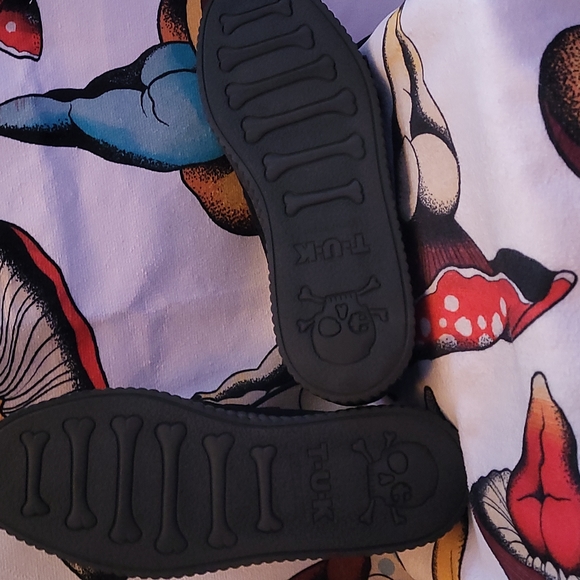 TUK Creepers vegan men's 11 platform NWOT Black baby blue w cheetah - Picture 3 of 4